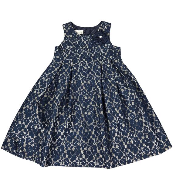 Pippa Julie Girls Sz 5 Navy Blue Lace Party Dress Sleeveless Spring Summer EUC - Picture 1 of 10